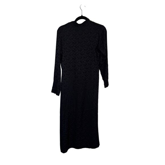 Fernando Sanchez Womens Black Silk Half Button Long Sleeve Midi Dress Size Small - Picture 2 of 9